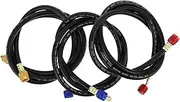 CVUTOVO 3pcs Durable Car Air Conditioning Charging Hose Refrigerant Filling Pipe with Valves Quick Repair Tool for Automotive HVAC Systems Versatile Use for Trucks Trailers and Tractors