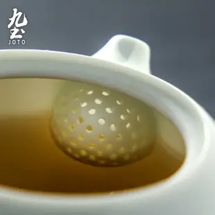 九土手工玉泥功夫茶具套裝組景德鎮玉泥白瓷薄胎茶壺茶杯套裝功夫茶具茶壺側把壺茶具手工茶壺甜白小茶杯公道杯茶海CHR0574