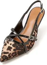 [KaroNairy] Kitten Heels for Women Pointed Toe Slingback Heels Closed Toe Wedding Dress Pumps with Buckles