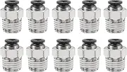 uxcell 10pcs Push to Connect Fittings 5/32" Tube OD x 1/4" NPT Thread Male Straight Union Fittings Copper Quick Connect Pneumatic Fittings for Semi Truck Trailers Air Brake System, Black