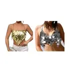 Glitter Sequins Chest Jewelry Sexy Backless Bra Body Accessory for Women