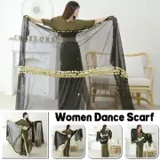 1x Women Belly Dance Malaya Scarf Sequins Scarf Performance Show Veils Props