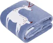 TILLYOU ALL-SEASON Flannel Fleece Baby Blanket for Boys, Ultra Soft Plush Bebe Blanket for Toddler Bed, Crib, Sofa - Thermal Warm Hypoallergenic - 100% Microfiber Polyester, 39x47 Navy Reindeer(Large)