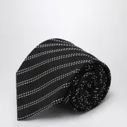 [Destin] Black/White Silk Tie One size Blue
