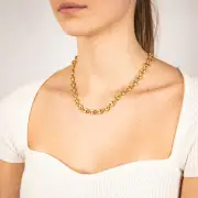 Sterling Silver Gold Plated Puff 45.5cm Chain