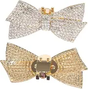 [FRCOLOR] 2pcs Rhinestone Bow Shoe Clips for Wedding Elegant Shoe Decorations Detachable Design for Versatile Matching for Heels Flats and Boots Stylish