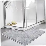 L-Shape Bath Mat, 80x80cm Pebble Textured Non-Slip Soft Corner Rug, Water Absorben Bath Rugs for Square Shower, Tub, Bath Room