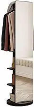 Full Length Mirror, 360° Rotating Wood Full Length with Coat Rack, Rectangle Oversized Floor with Coat Rack,for Living Room Bedroom(1)