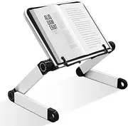 Book Stand Laptop Stand Adjustable Book Holder Tray with Page Paper Clips Ergonomic Multi Heights Angles Adjustable Cooking Bookstands for Textbook Recipe Magazine Laptop Tablet Portable