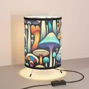 Colorful Mushroom Tripod Lamp, Desk Bedside Table Lighting, Mushroom Shade Lamp