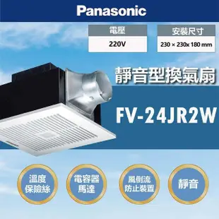 【Panasonic 國際牌】靜音型換氣扇 雙重隔音罩 DC馬達 220V(FV-24JR2W)