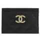 CHANEL AP2965 復古雙C LOGO菱格小牛皮卡片夾.黑/淡金