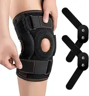 Professional Hinged Knee Brace, Adjustable Compression Knee Support Wrap for Men Women, Open Patella Knee Wrap for Running, Arthritis, Meniscus Tear, ACL, MCL, Injury Recovery, Pain Relief (XL)