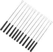 12pcs BBQ Forks Rotating Tip Stainless Steel Skewers for Hot Dogs Fondue S'Mores Camping Fire Pit Family Gatherings