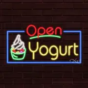 NEW "OPEN YOGURT" w/BORDER 33x18x1 INCH LED FLEX WINDOW/WALL INDOOR SIGN 35441
