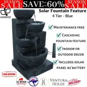 Gardeon Water Fountain Features Solar Indoor Outdoor Bird Bath w/ Battery Blue