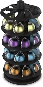 Rotary Coffee Pod Capsules Carousel Holder Organizer Compatible w/ 40 Nespresso