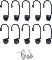 Hook & Cord - Metal Plastic-Coated Spring Hooks - Wire Bungee Cord Hooks -