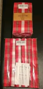 URBAN VILLA PLACEMATS (6) & NAPKINS (12) SET RED WHITE GREEN PLAID-NEW