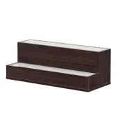 20 in. Wood LED Lighted 2-Tier Wine Glass Rack Bar Display Shelf with App and