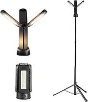 Portable LED Work Light with Stand, Adjustable Tri-Blade Design, 9000mAh Large Battery, Camping Essentials for Emergencies, Great Work Light
