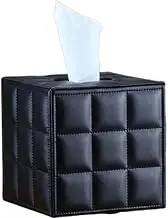 Generic Square Leather Tissue Box Set, Napkin Storage Box, Black, One Size