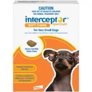 Interceptor Spectrum Chews Worm Control Very Small Dog Brown 6 Chews