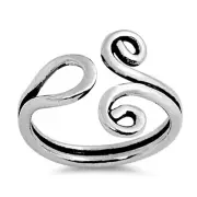 Spiral Loop Toe Ring 925 Sterling Silver 12mm Band Adjustable