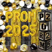 Graduation Prom Decorations 2025, 93 Pcs Prom Boxes Column Balloons Set with Let