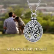 TREE OF LIFE URN ASHES CREMATION CAT DOG PET pendant German Silver 20" Necklace