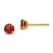 14K Yellow Gold 4mm Round Garnet Stud Earrings Madi K Children's Jewelry