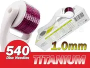 (540 Needles) TMT White Micro Needle Roller System Titanium for Wrinkles, Scar, Acne, Cellulite Treatment (More effective than regular 192 needle derma rollers) (1.0MM)