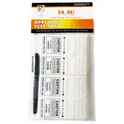 3A AU Electrical Appliance Test Tags - WHITE - 100pc with Permanent Marker