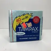 VINTAGE NOS TAMPAX 40 SUPER TAMPONS SEALED Box Feminine Hygiene NIB