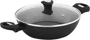 28cm Non Stick Woks Pan with Lid, Woks & Stir-Fry Pans Nonstick, Healthy Deep Frying Pan with Heat-Resistant Handle, Induction Cookware, Compatible with All Stovetops, Easy to Clean, PFOA Free