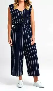 TS TAKING SHAPE plus size M / 20 High Tide Linen Jumpsuit natural NWT rrp$150!