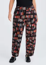 [TS] Taking Shape Lantern Pocket Natural Print Pant Size 16 in Black / Orange Print, Viscose - Plus Size Women's Clothing Black / Orange Print