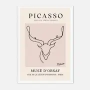 Galrie Elegant Minimalist Art Print of Picasso's Animal Drawings, White Frame, A3 30 x 42cm (12 x 16inch)