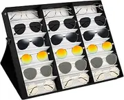 [Fulasun] Sunglasses Storage Organizer, 18 Slot Sunglasses Storage Holder, Eyeglasses Holder, Foldable Eyeglasses Display Case Sunglasses Storage Box, 18.5×14.6×2.4 Inch