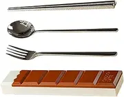 Cutlery Set Case - Stainless Steel Travel Utensils | Stainless Steel Chocolate Cutlery Set - Creative Utensils with Spoon, Fork, Chopsticks, Lightweight Tableware for