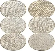Certified International Mosaic Gold 6" Luncheon/Canape Plates, Set of 6 Assorted Designs, Multicolor