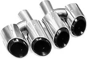 Compatible For Porsche Paramera 2009 To 2013 Square Tailtip Upgrade Quad Stainless Steel Muffler Exhaust System(Triple Silver)
