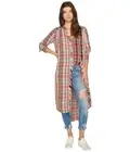 Free People Loralei Plaid Button Down Top Short Sleeve Button Up