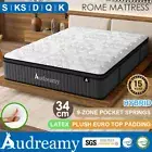 Audreamy Mattress 9-Zone Pocket Spring 34cm Euro Top Natural Latex Foam Medium