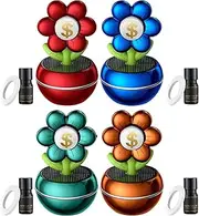 WJnflQN Car Scent Diffuser | Solar-Powered Car Perfume Decoration | Flower Design Wealth Sign, 360 Degree Rotation, Interior Dashboard Decoration for Women Men