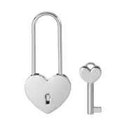 3.9" Love Locks Heart Padlock with Key Wishing Lock Love Padlock Silver