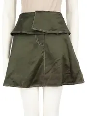 Green Contrast Stitch Mini Skirt