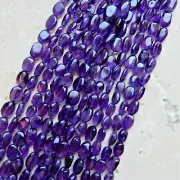 Natural Dark Amethyst Genuine Gemstone beads, Oval - 45 Beads, Chakra