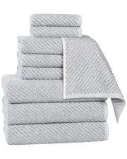 Superior Amelia Medium Weight Diagonal Stripes 9pc Towel Set