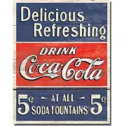 Coca Cola Coke Delicious 5 Cents Vintage Retro Style Wall Decor Metal Tin Sign